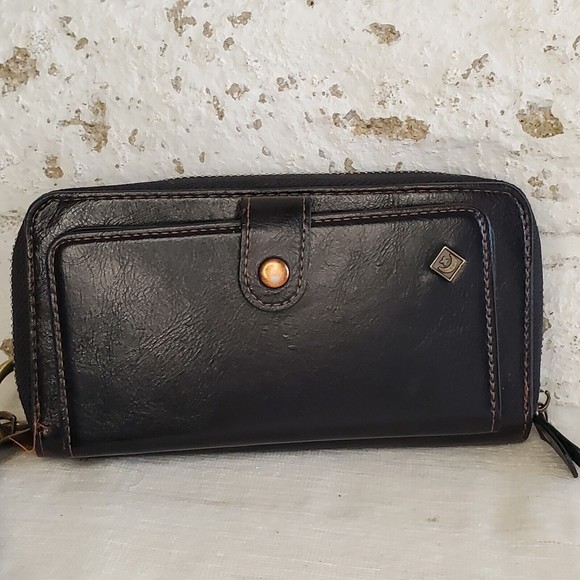 Pola | Women's Black Multi-function Leather Wallet Cell Case 7" x 3.5" - Picture 9 of 9